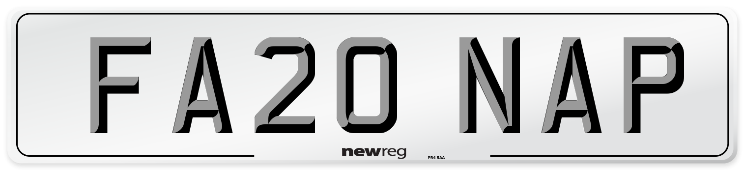 FA20 NAP Number Plate from New Reg
